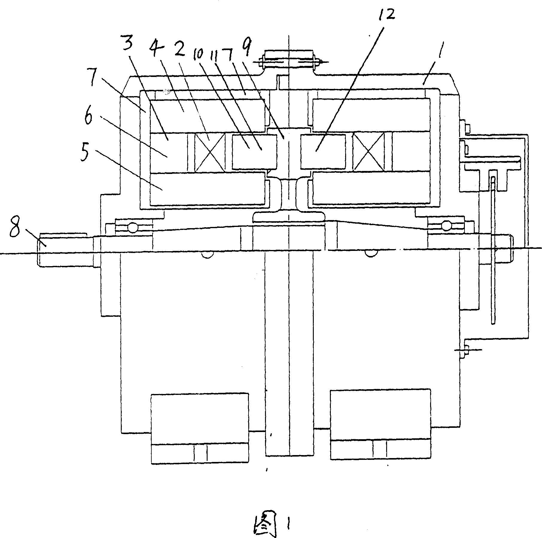 Two-phase twenty-pole radial stator and rotor combined magnetic field electric motor