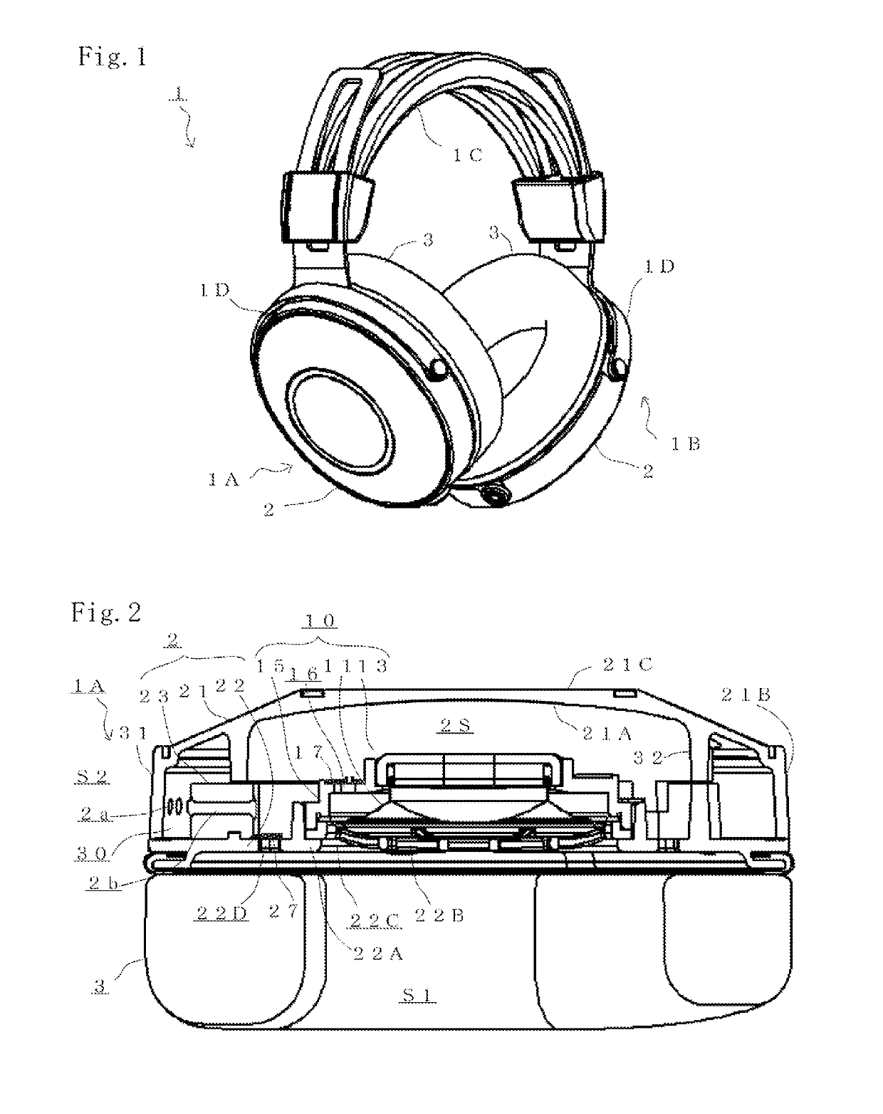 Headphones and speaker unit