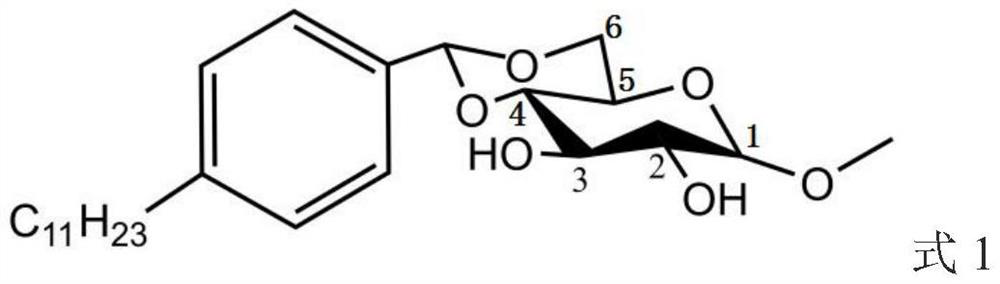 A reversible phase-change atomized liquid gel comprising a hydrocarbon-aryl-glycosyl three-stage sugar-based gelling agent and its preparation method and application