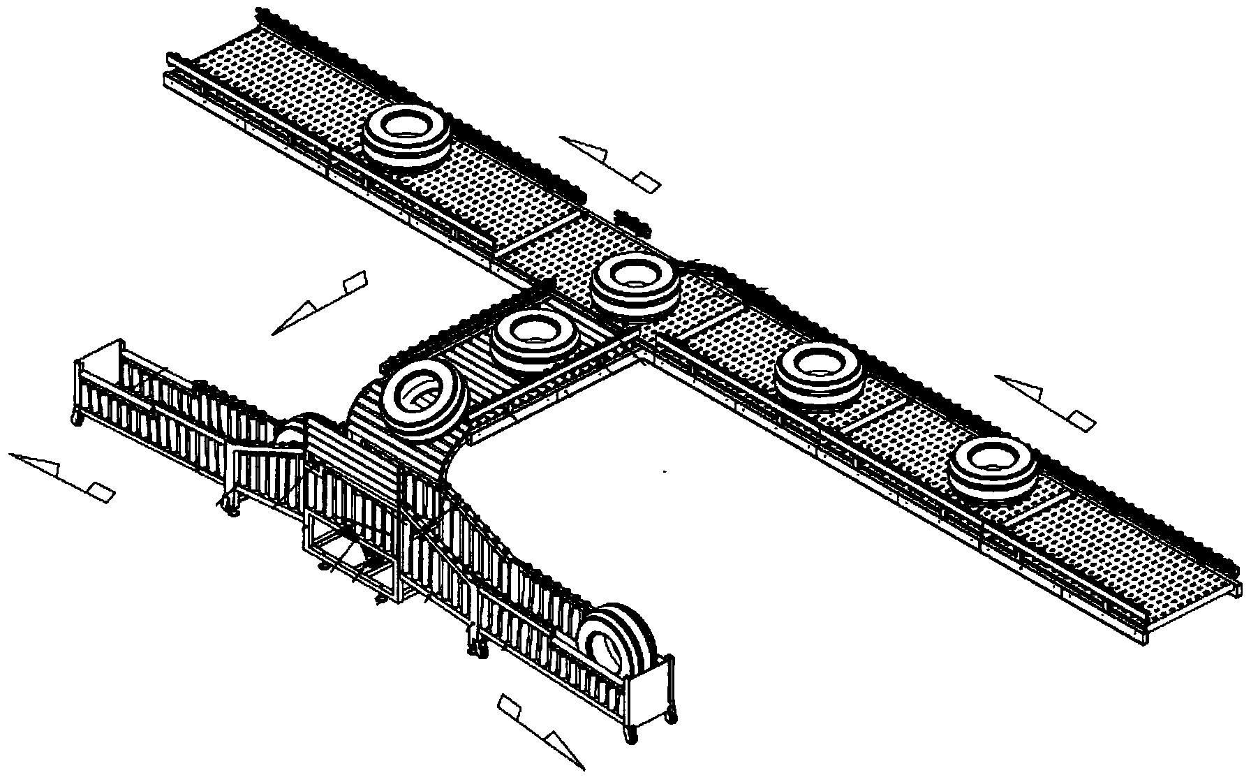 Tire carrying and destacking-stacking system and tire warehousing stacking method