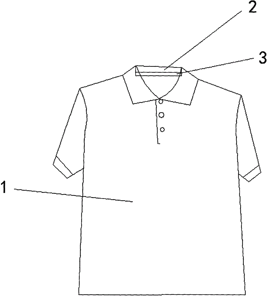 Double-layer fabric garment with unlikely-to-dirty neckline