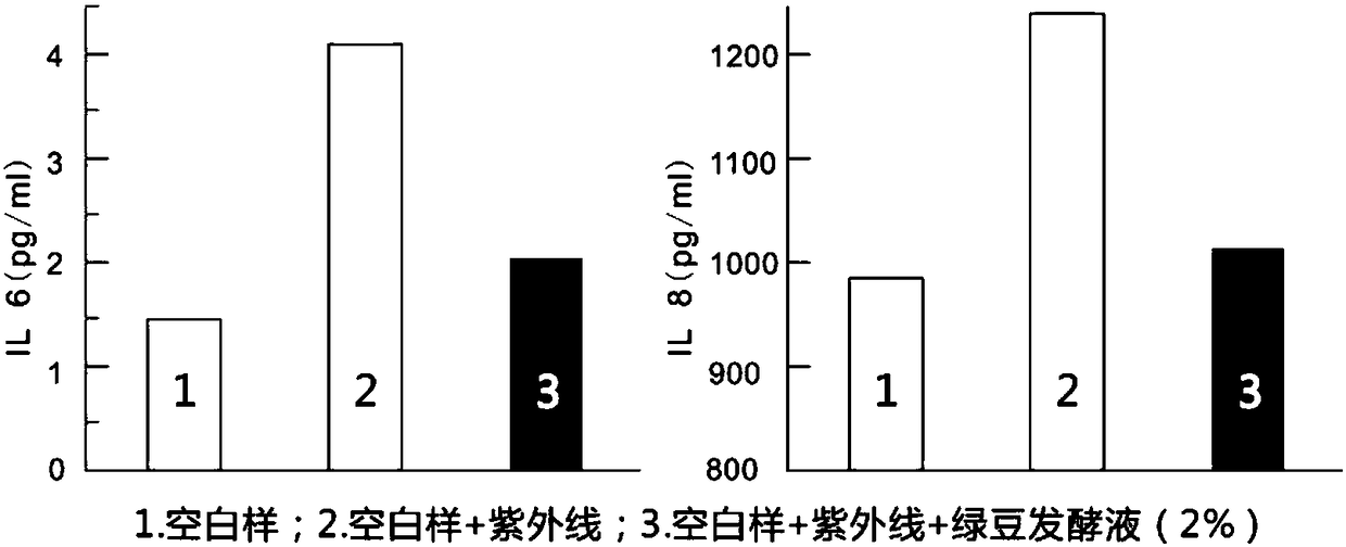 Mung bean fermentation broth capable of repairing damaged skin surface lipid films and soothing skin allergy, and preparation method thereof