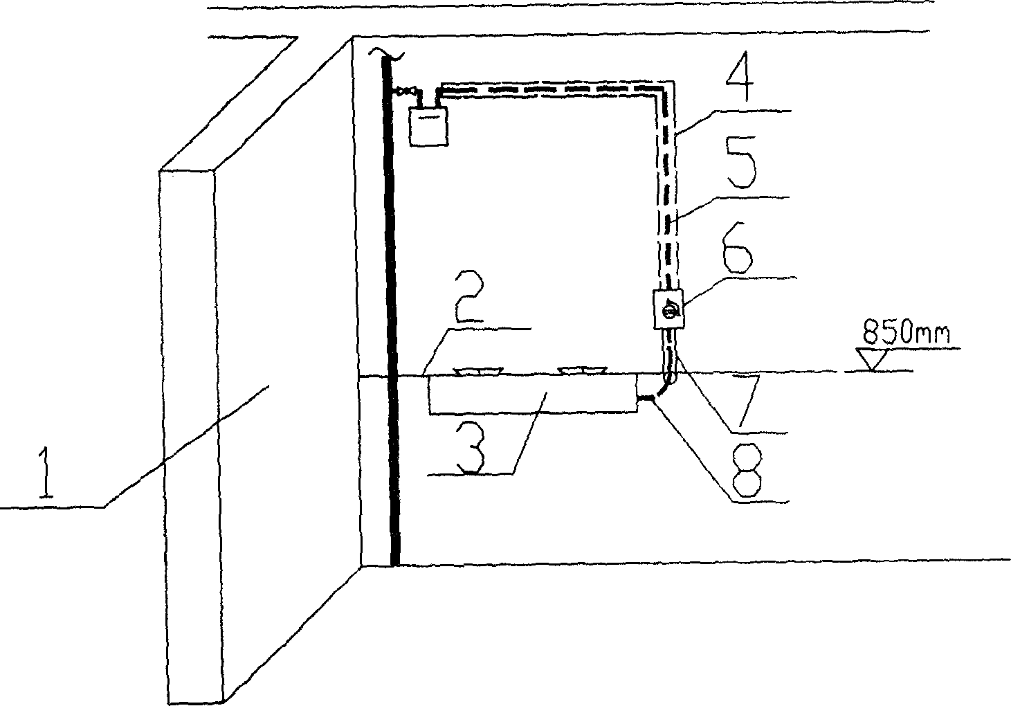 Safety embedding in wall construction method of indoor fuel gas pipeline and accessory