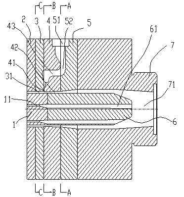 Method for forming wood plastic section bars with polyvinyl chloride (PVC) cladding layer and extrusion mould