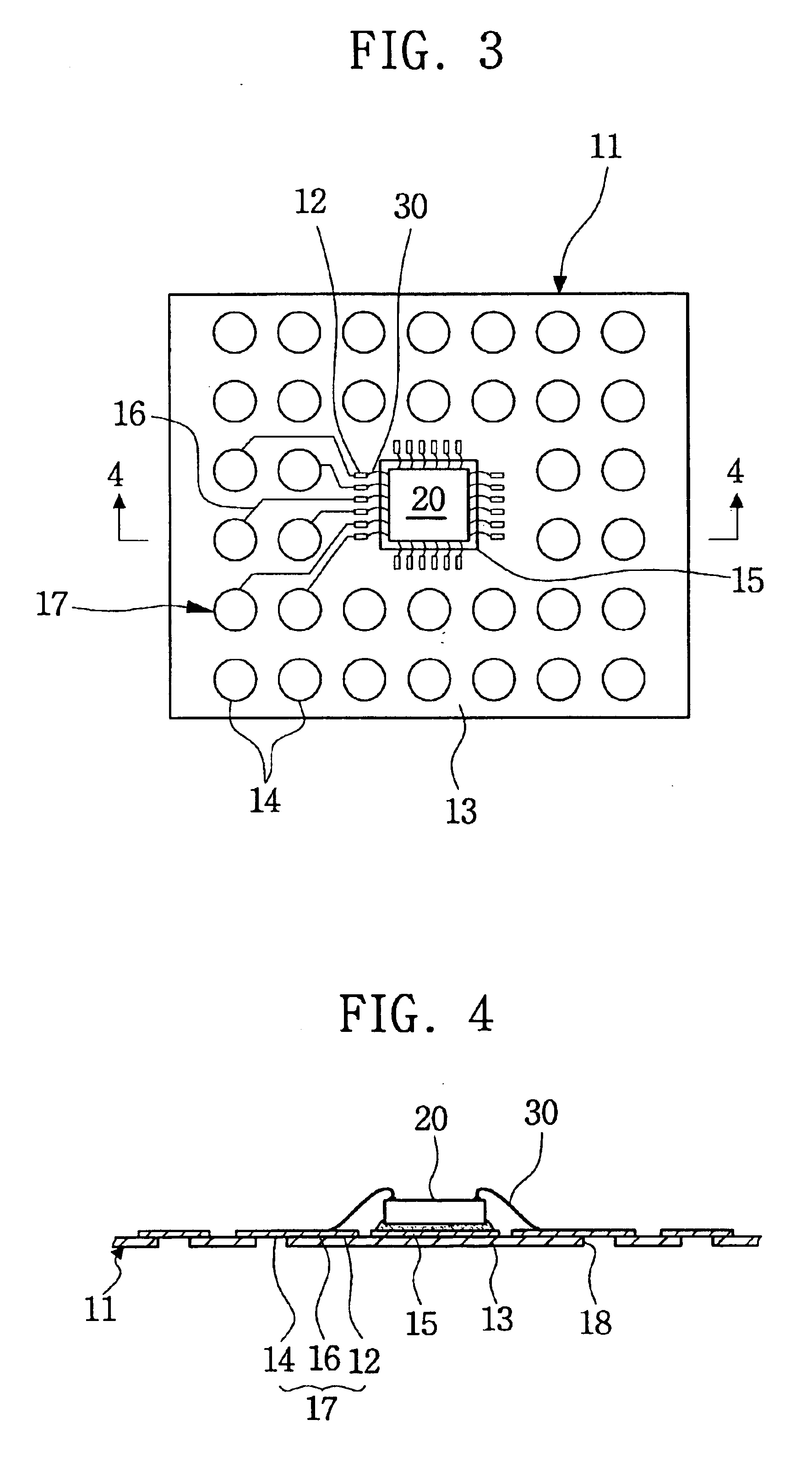 Area array semiconductor package and 3-dimensional stack thereof