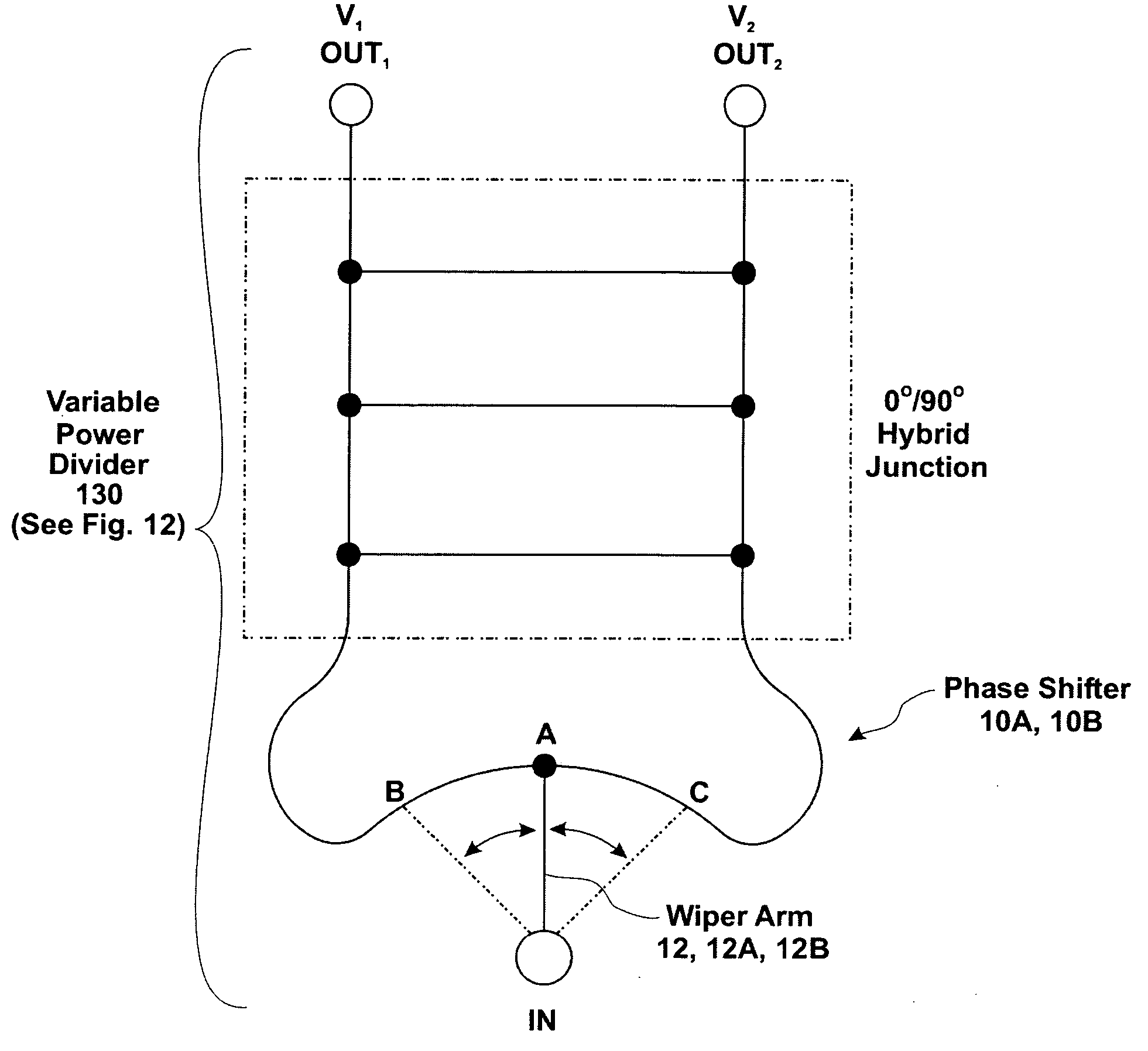 Wiper-type phase shifter with cantilever shoe and dual-polarization antenna with commonly driven phase shifters