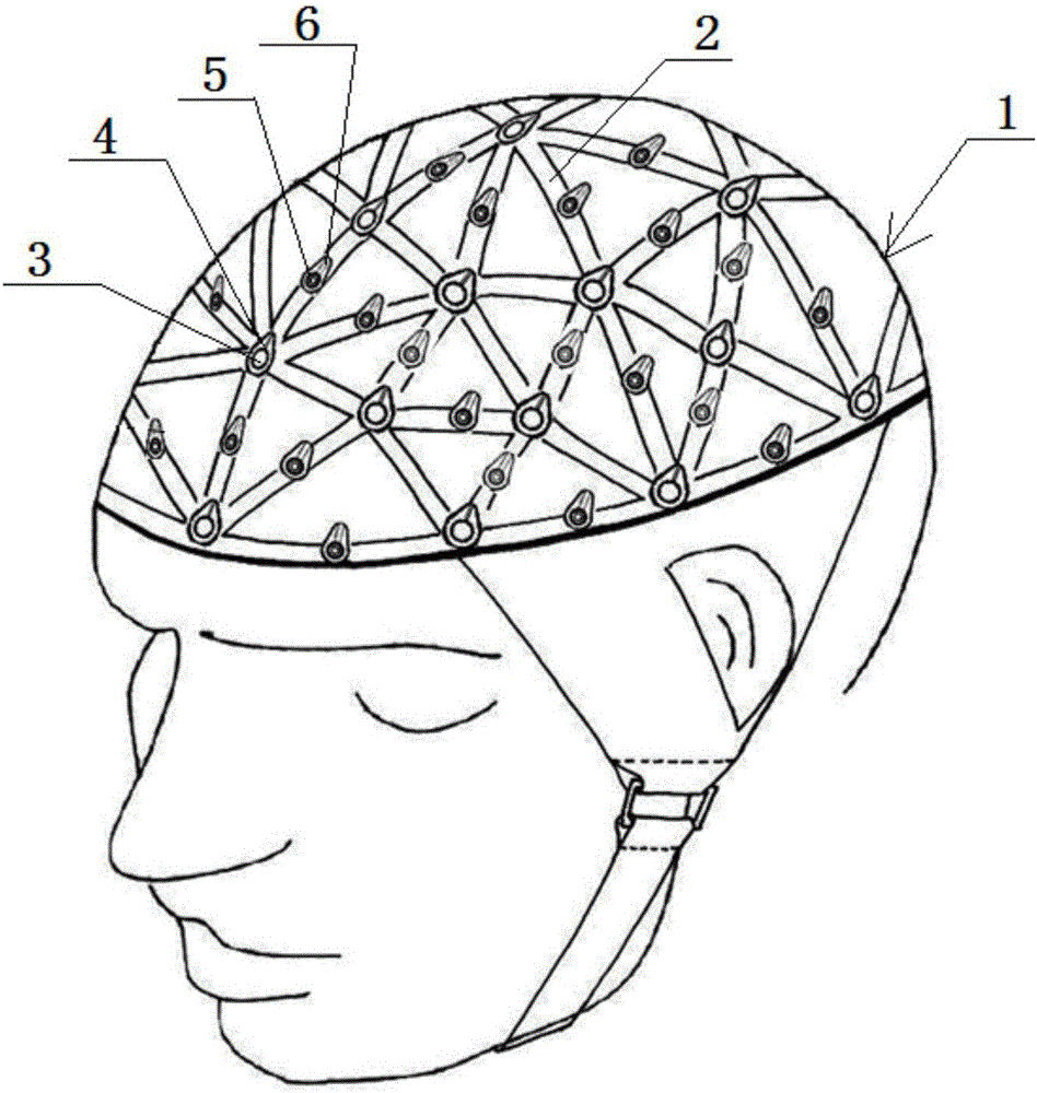 Retaining cap used for acquiring brain signals in photoelectric combined mode and applied to transcranial magnetic stimulation