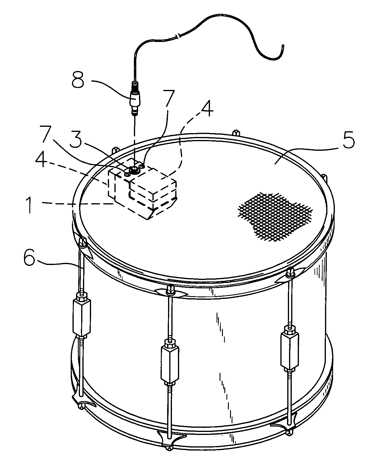 Pickup and base structure of a drum head