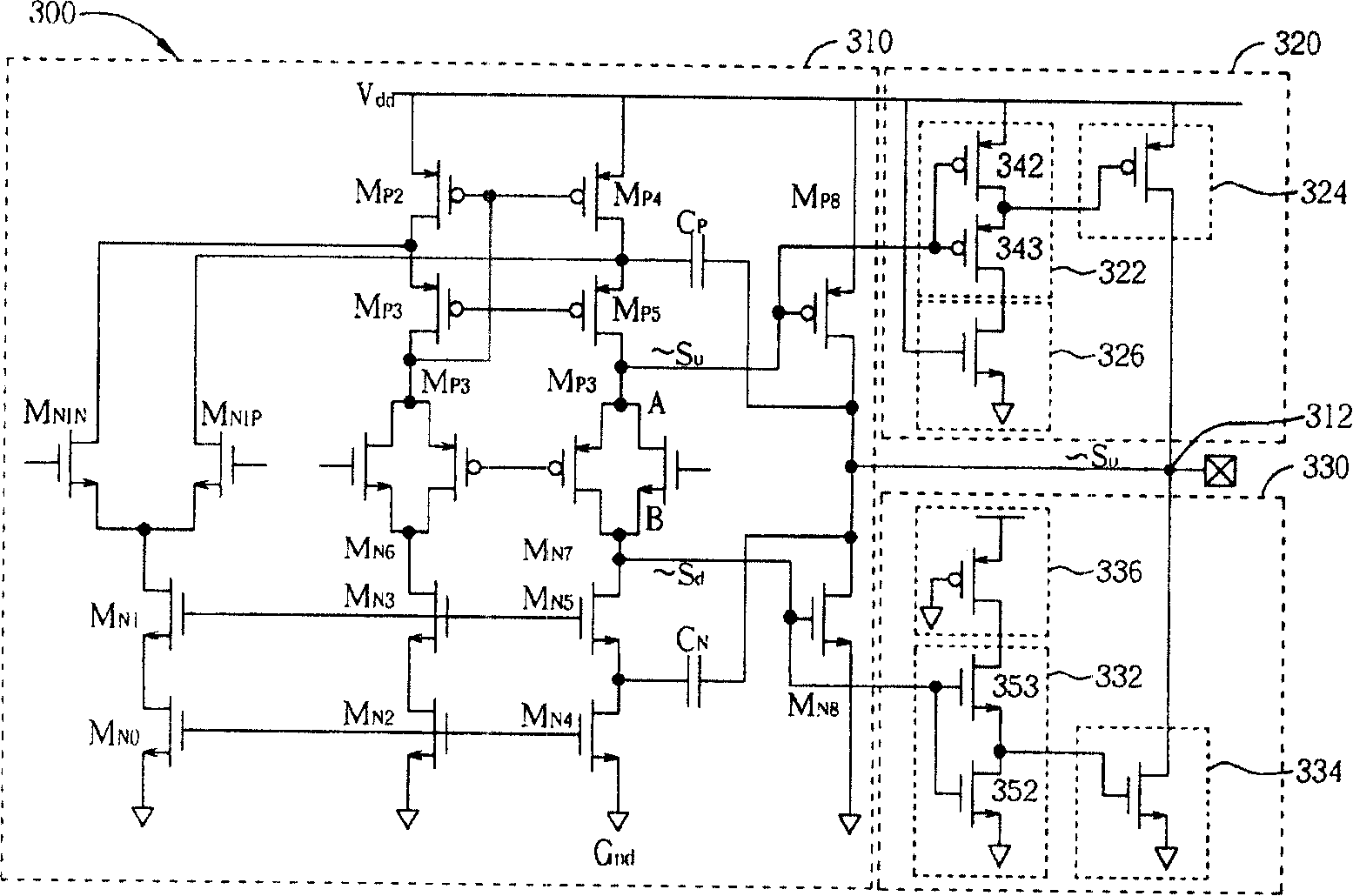 Amplifying circuit with pull-up and pull-down circuit to increase turning rate
