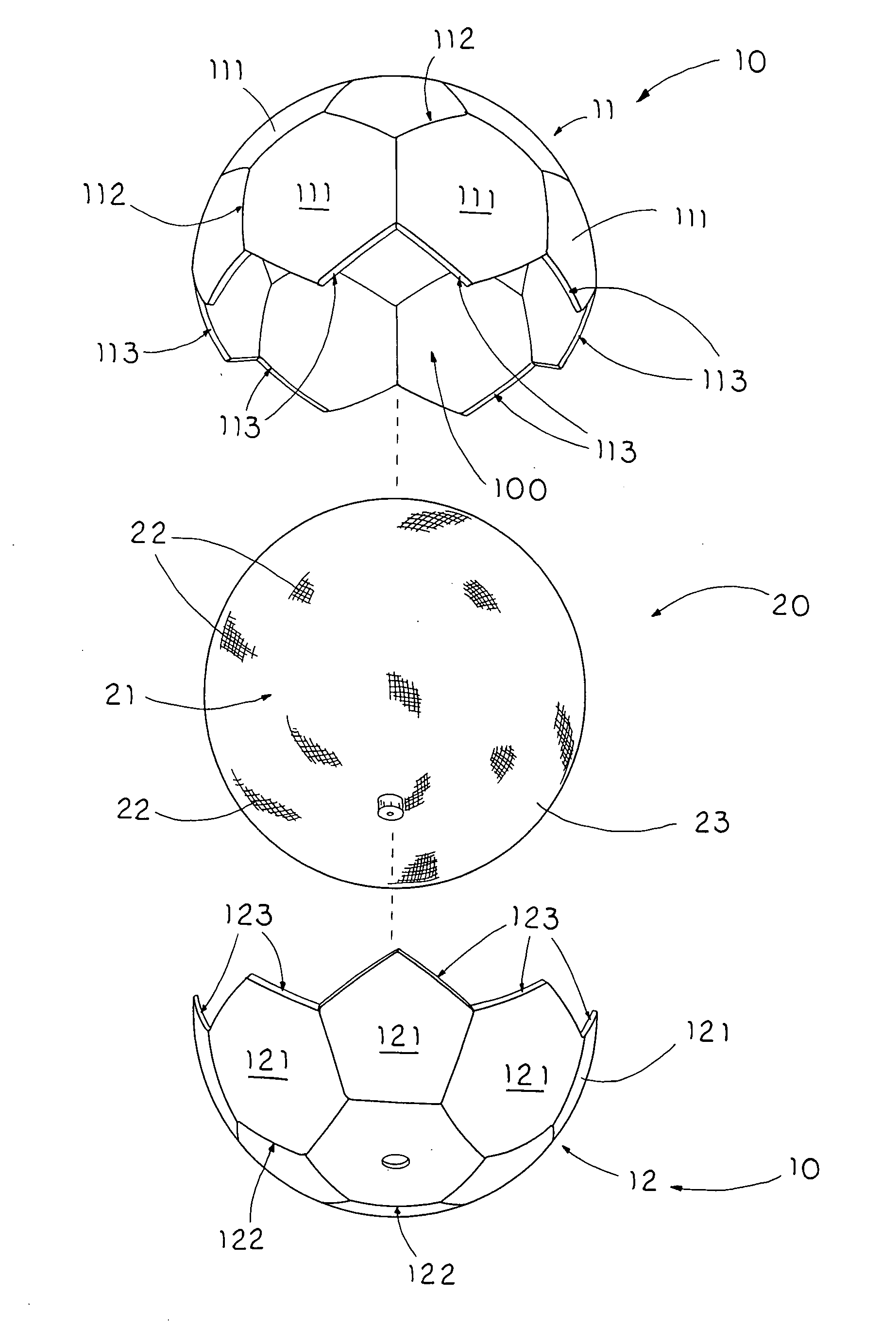 Molded sportsball without molding mark and manufacturing method thereof