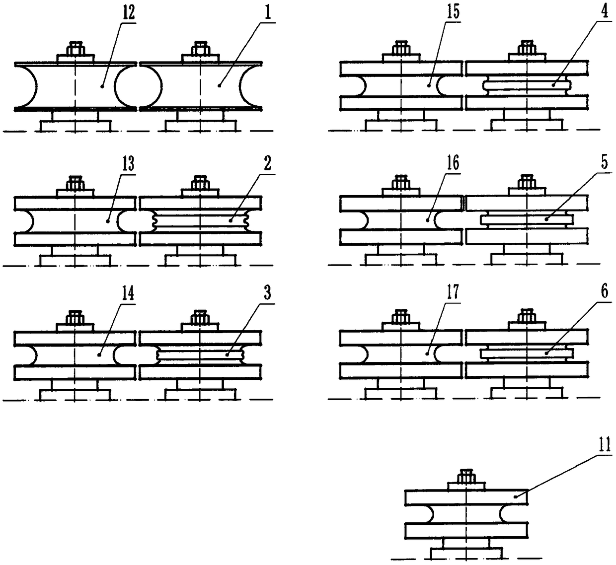 Forming mold for manufacturing elliptic double-film greenhouse framework