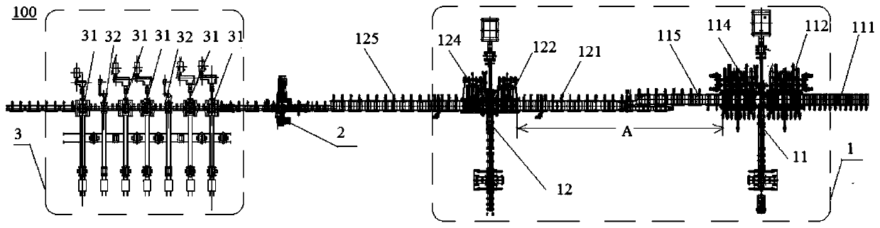 Rail rolling production line and rail rolling process applying same