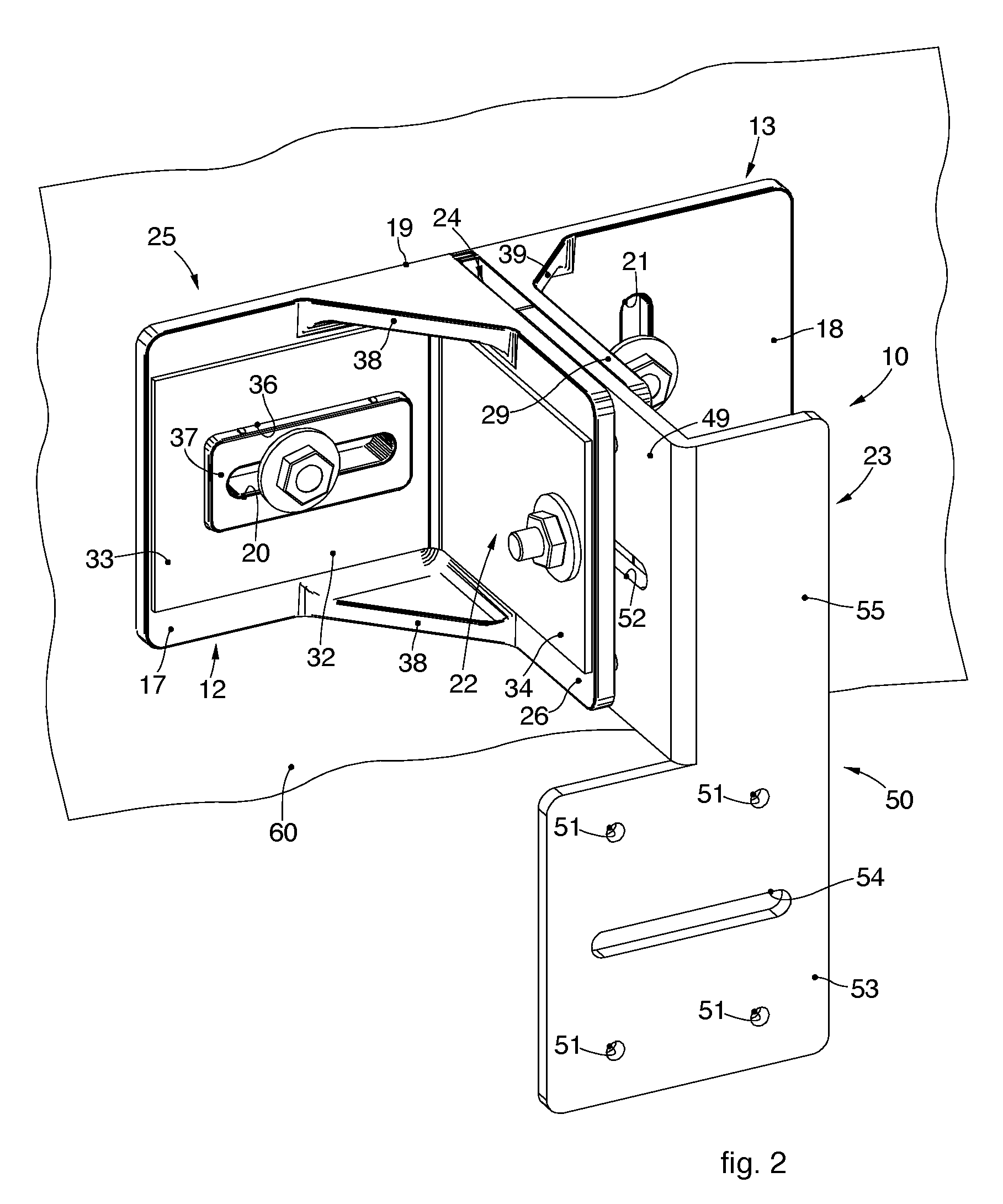 Thermal break bracket for a support frame of covering elements