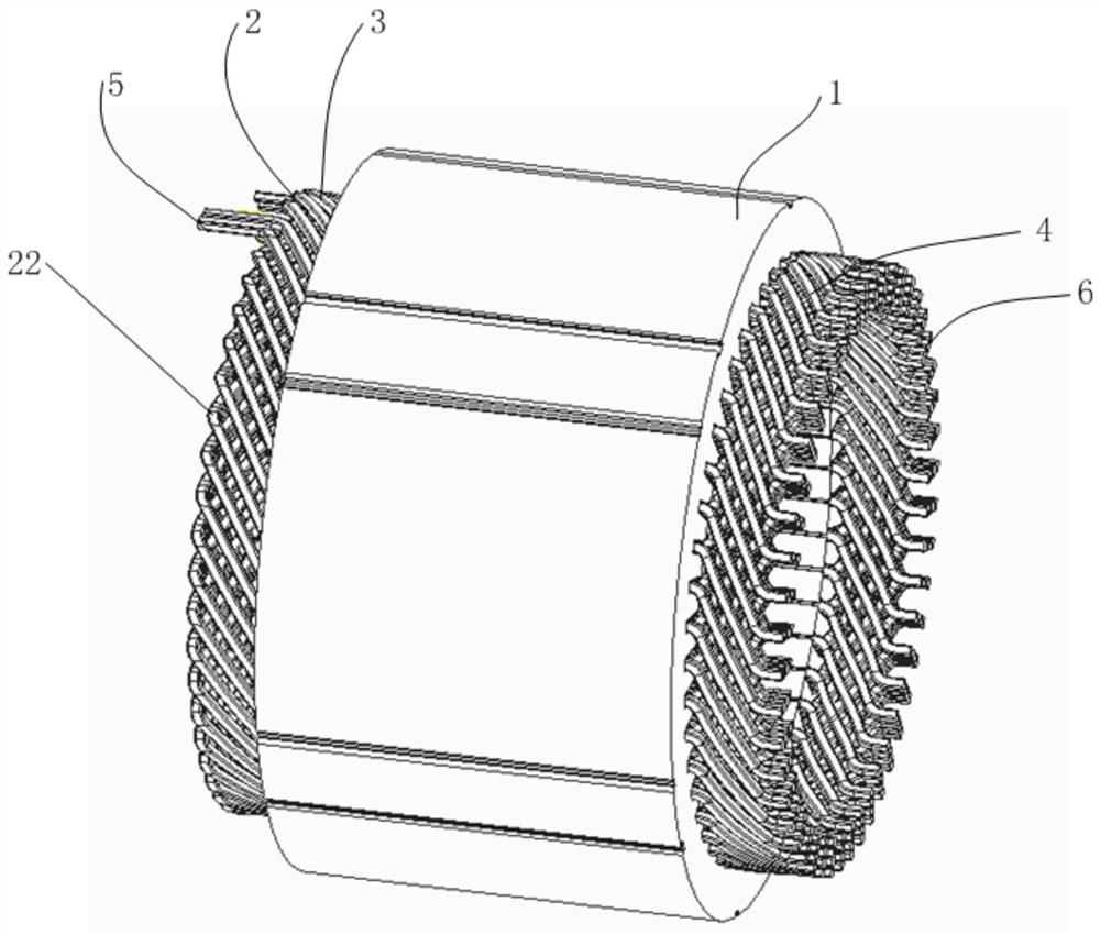 Stator and motor of pin winding type motor