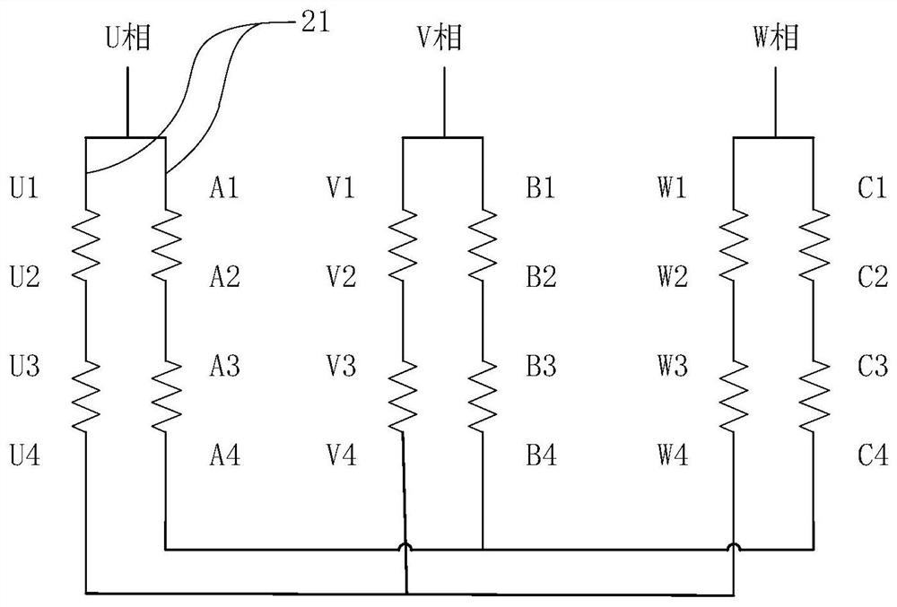 Stator and motor of pin winding type motor