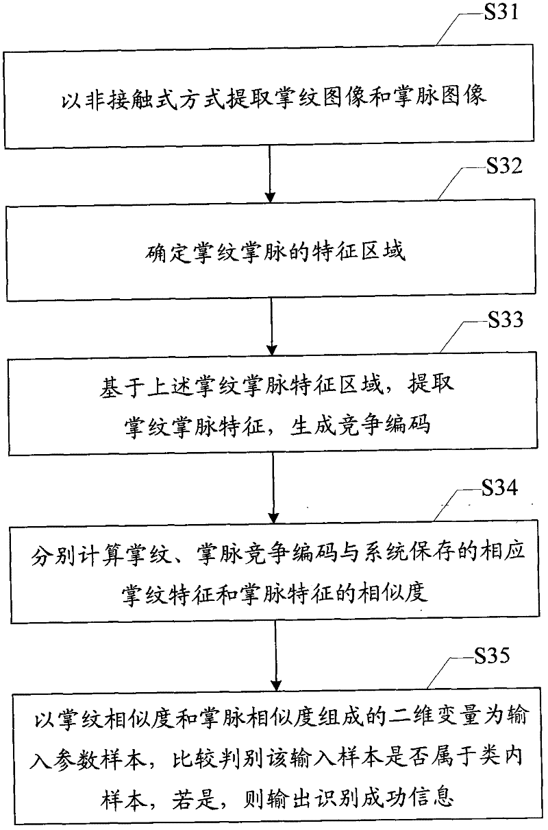 Non-contact biometric feature identification method and system