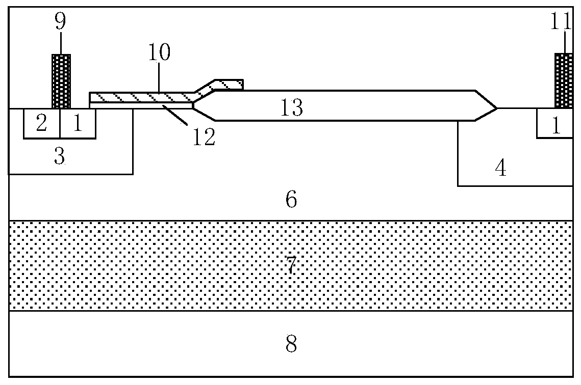 Transverse device for reducing influence of high-voltage interconnection and preparation method thereof