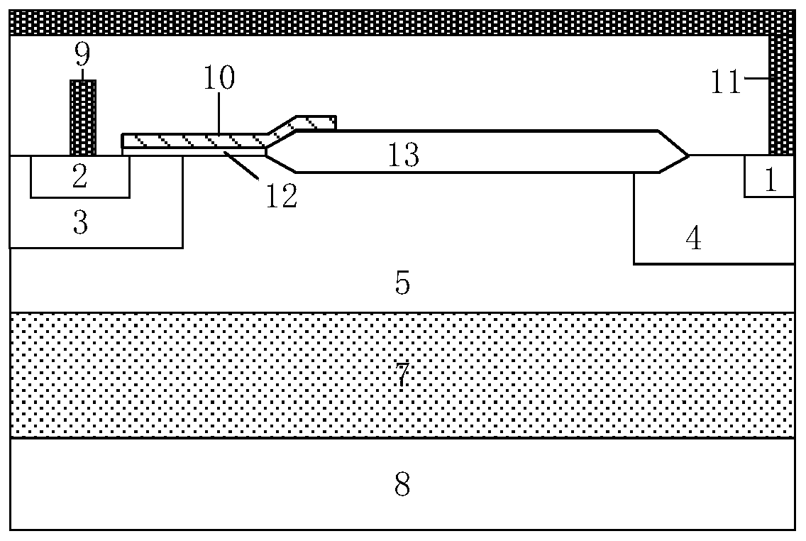 Transverse device for reducing influence of high-voltage interconnection and preparation method thereof