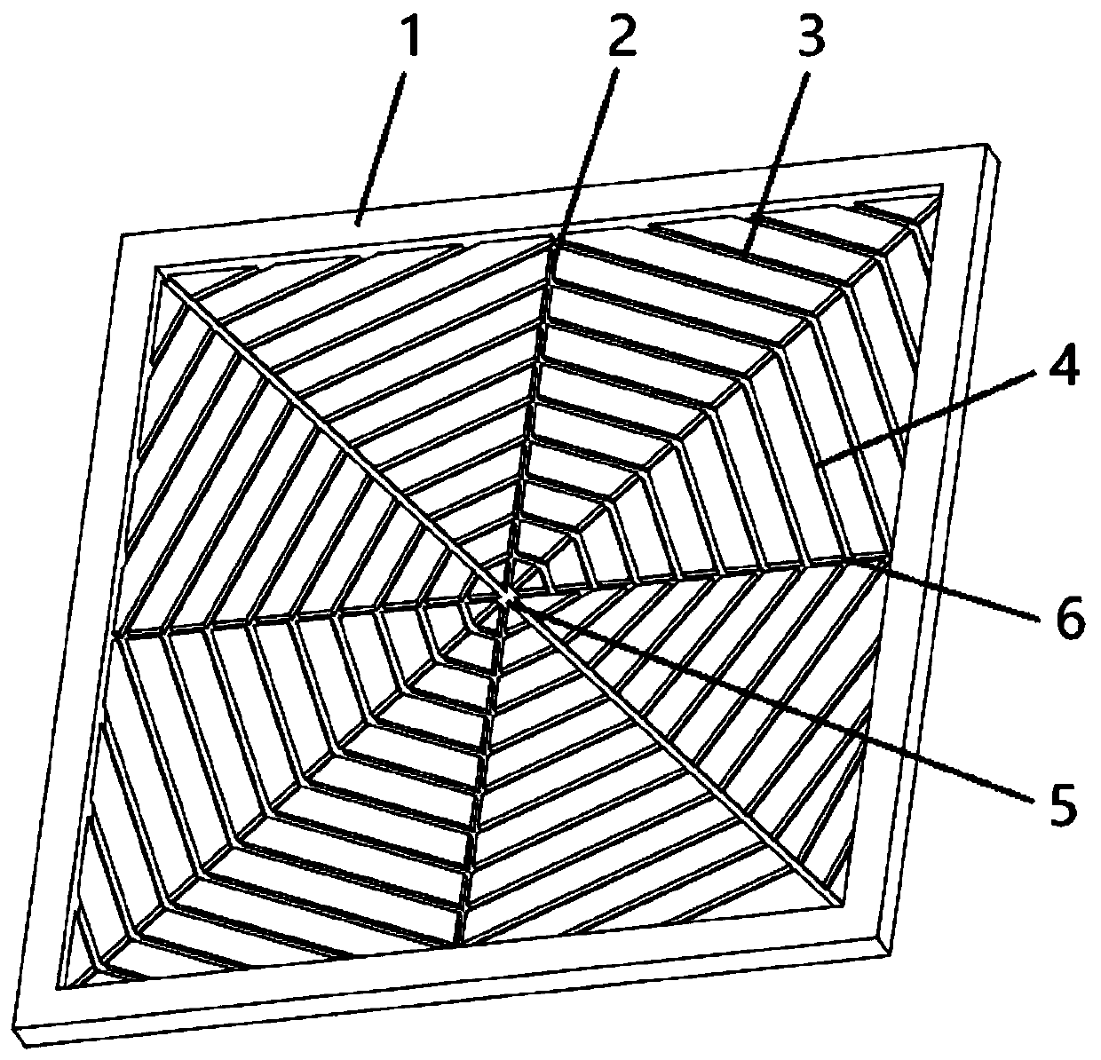 Bionic liquid absorption core with cobweb structure and soaking plate using same