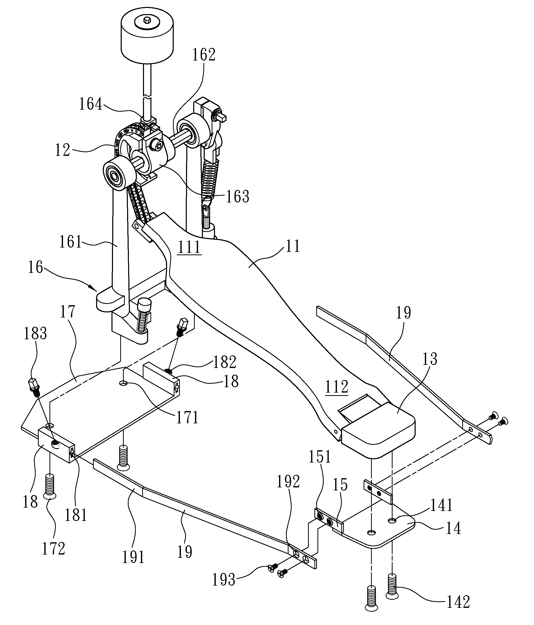 Pedal assembly for percussion instrument