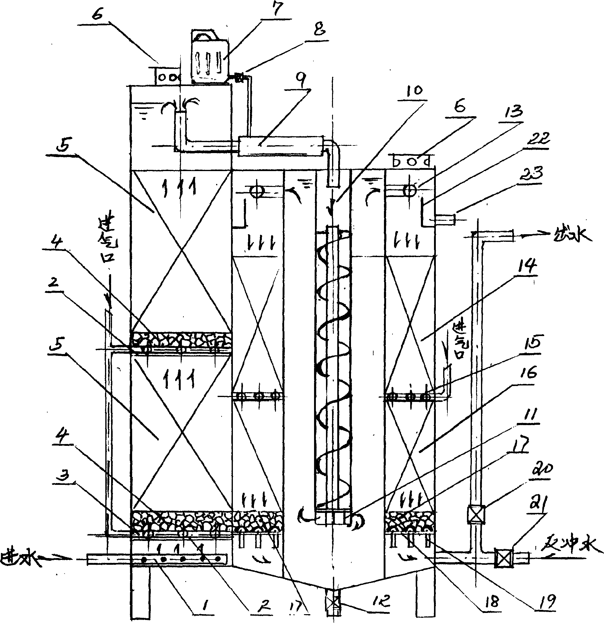 Integrated urban waste water treating apparatus and process