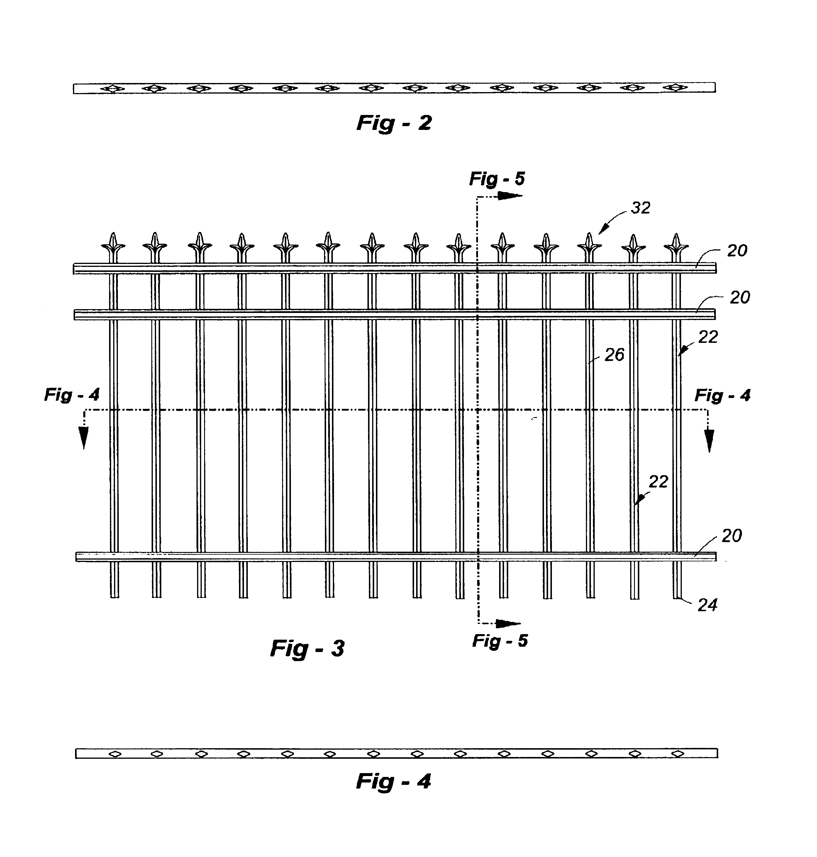 Plastic fencing simulative of wrought iron