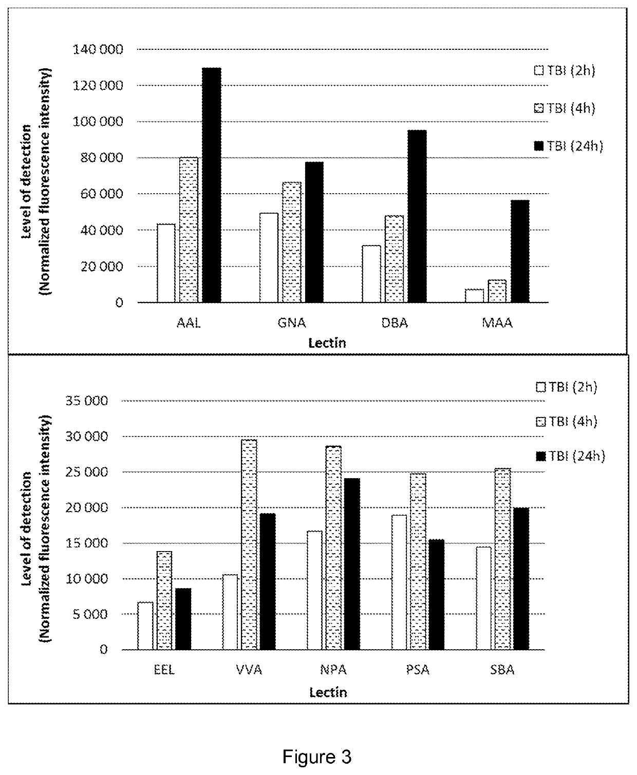 Prognostic and diagnostic glycan-based biomarkers of brain damage