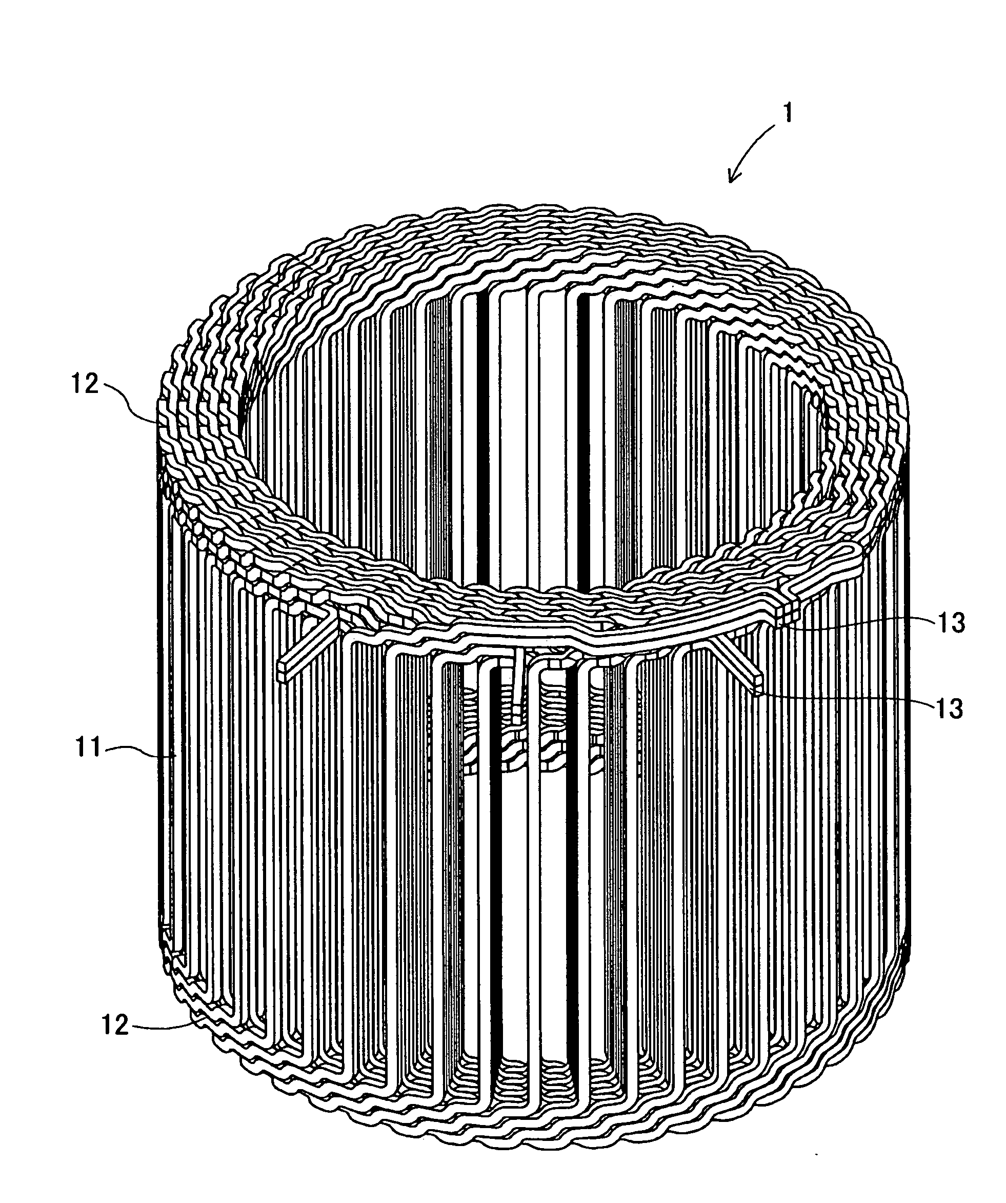 Segment-core type stator for inner-rotor type rotary electric machines and an improved method for manufacturing the stator