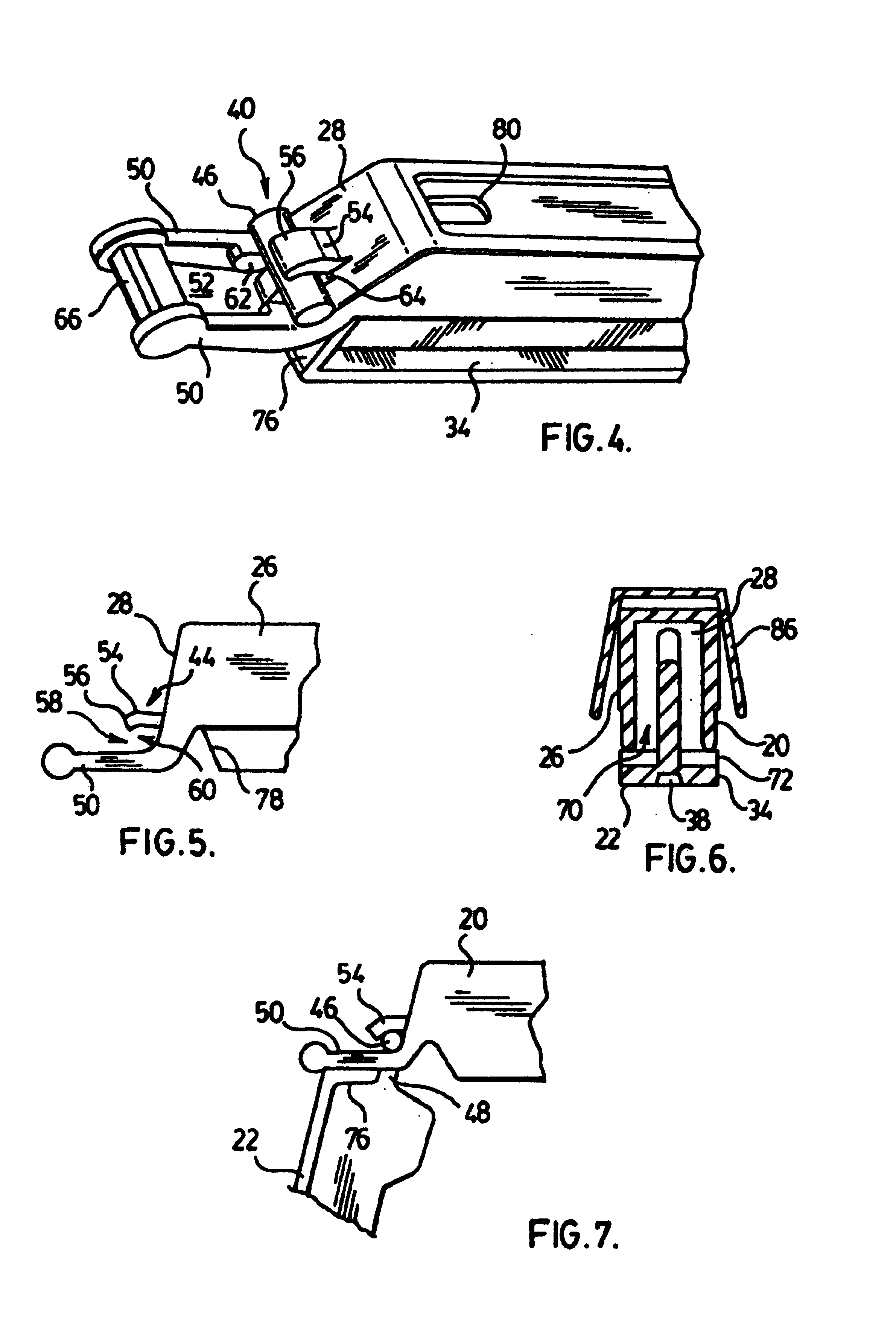 Hinged clip with separable jaws