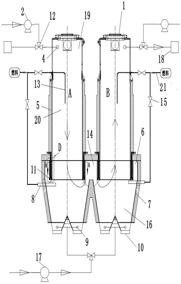 Double-hearth kiln for calcining lime by using low-calorific-value fuel and calcining method