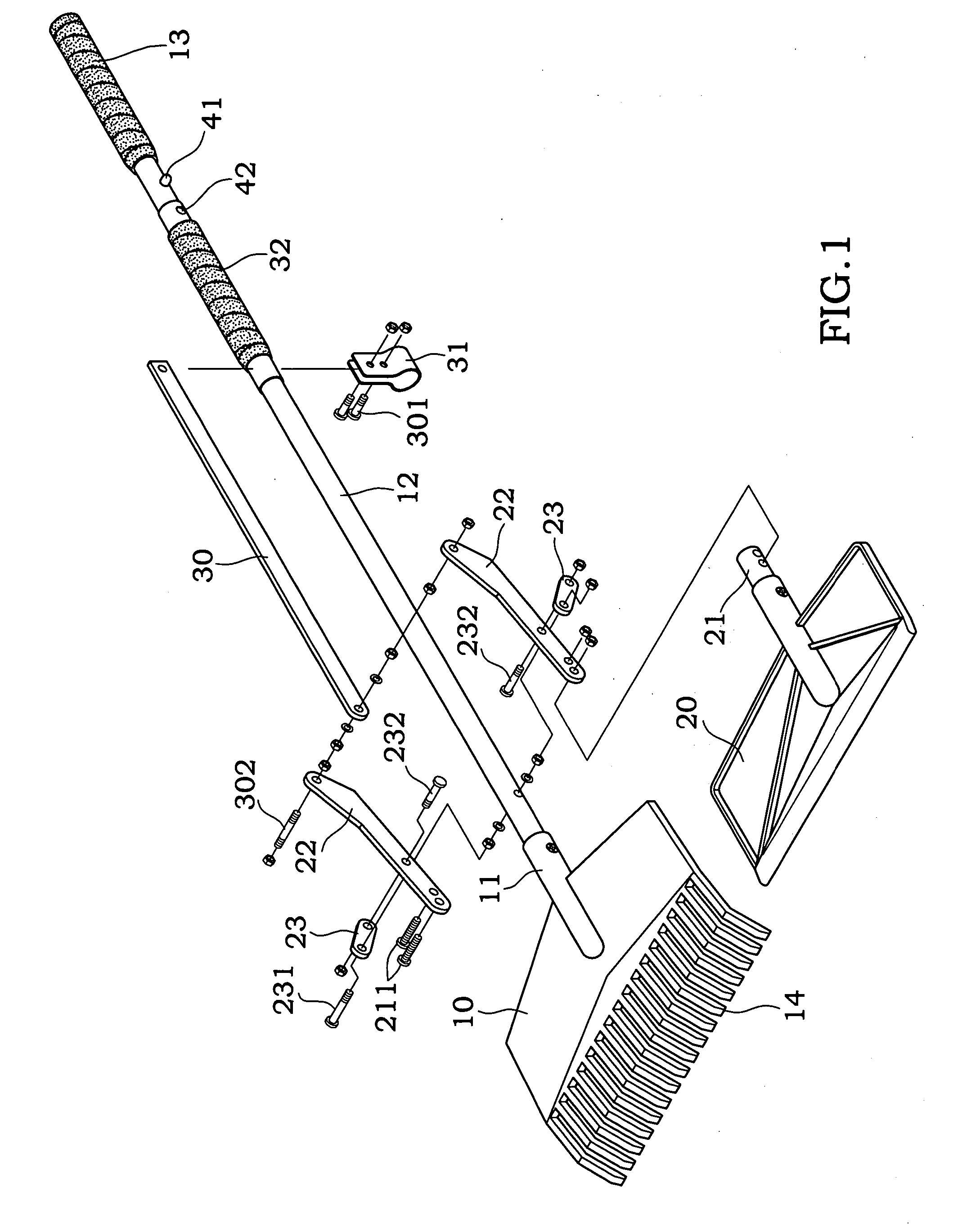 Rake assembly with pickup function
