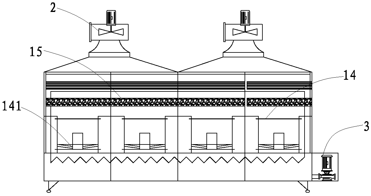 A method and water curtain cabinet for treating spraying exhaust gas