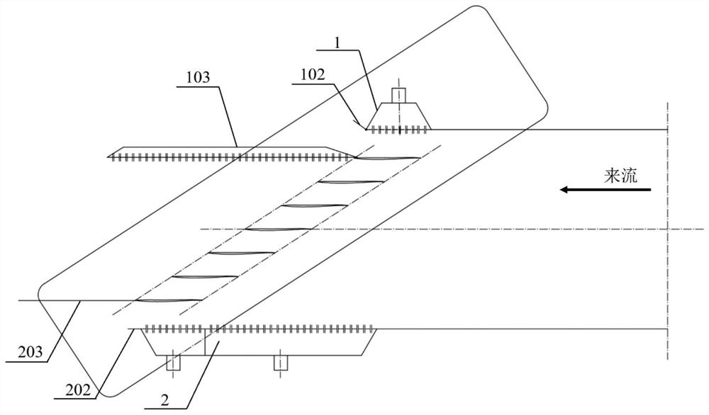 Supersonic plane cascade flow field starting and uniformity adjusting device