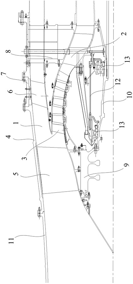 Full-scale fan-booster stage performance test device and test method