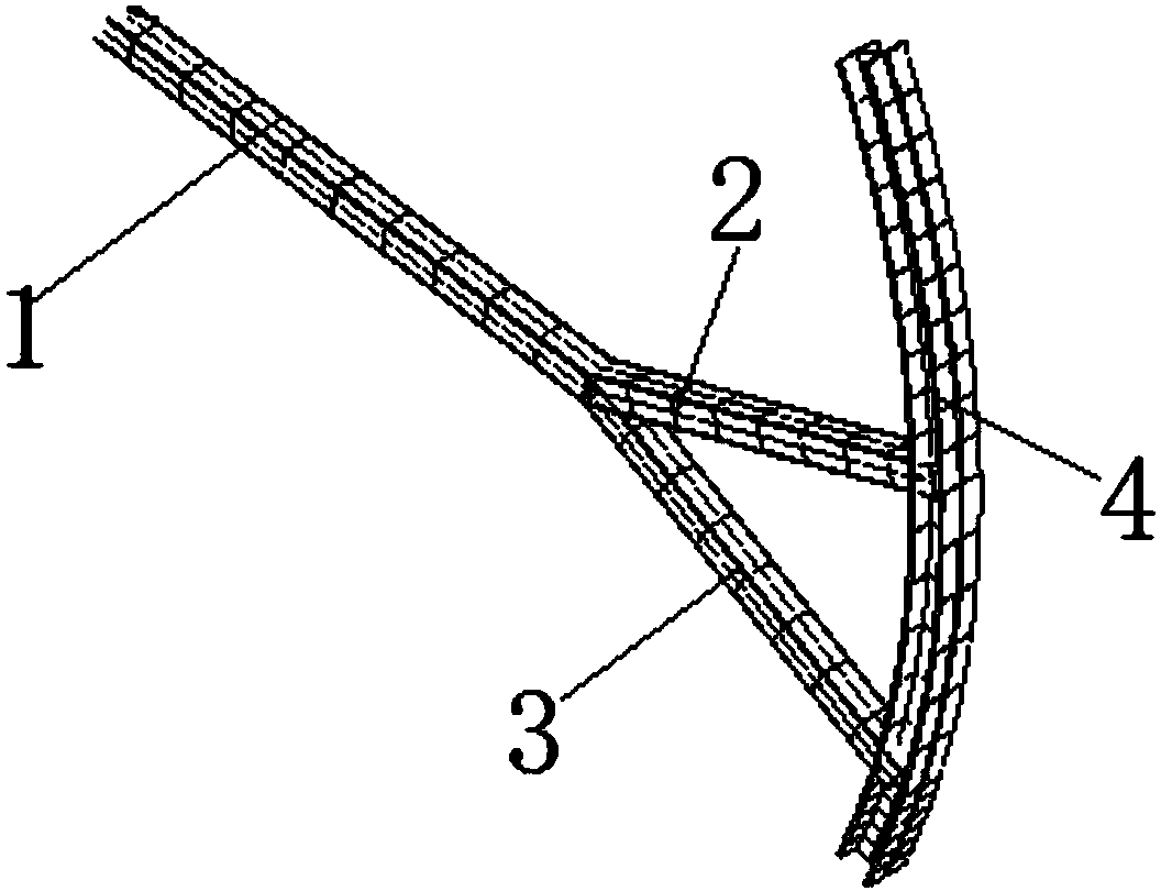 Method for designing support arm of bifurcate arborescence arc