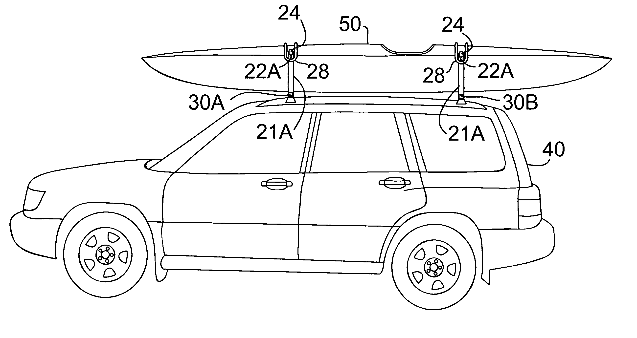 Kayak carrier for vehicle roof rack