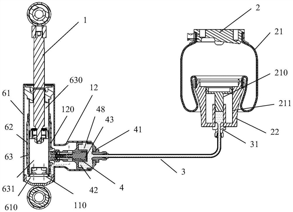 Gas-liquid interconnected suspension system and damping adjusting method