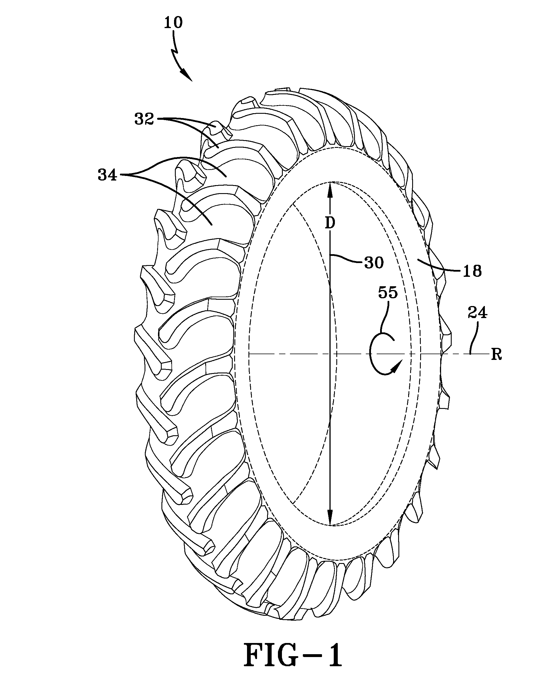 Pneumatic tire for use on row-crop field sprayers and other like farm machinery