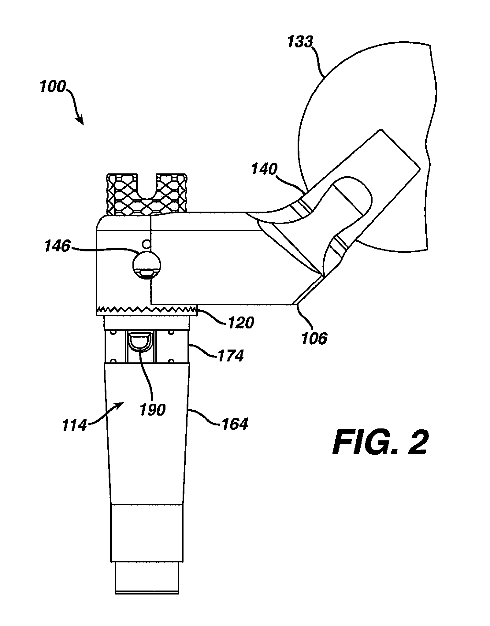 Instrument and associated method of trailing for modular hip stems