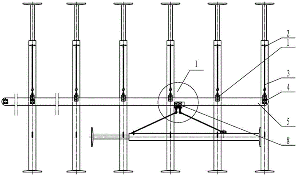 Underground single hydraulic prop rapid transportation device and completed transportation method