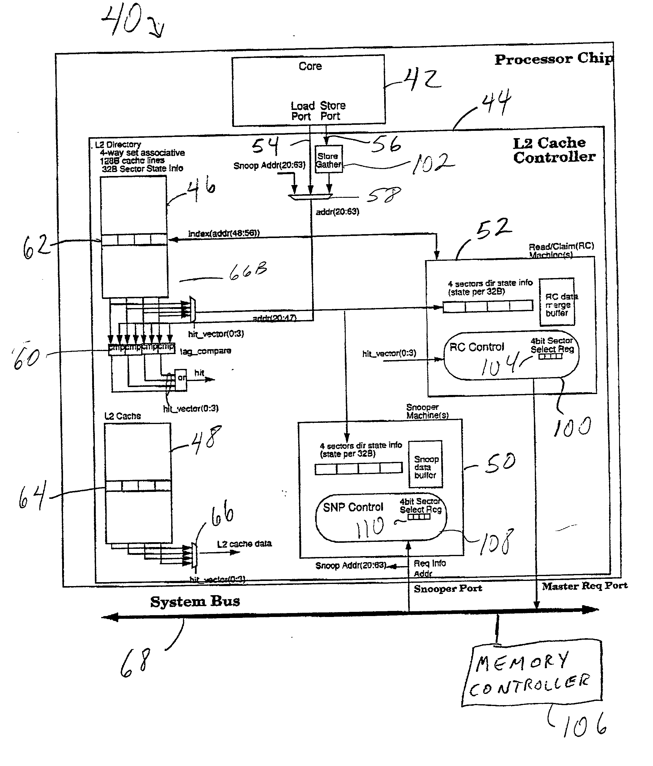 Multiprocessor computer system with sectored cache line mechanism for cache intervention