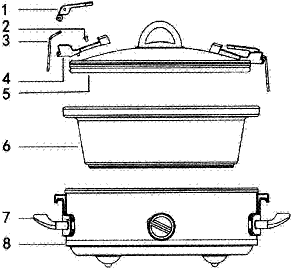 Slow cooker with lock catch structures