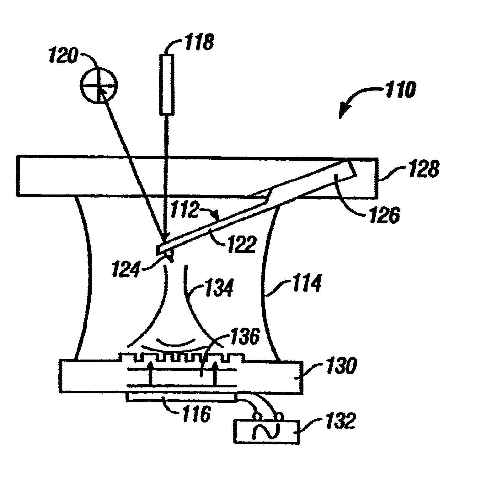 Method and apparatus for the ultrasonic actuation of the cantilever of a probe-based instrument