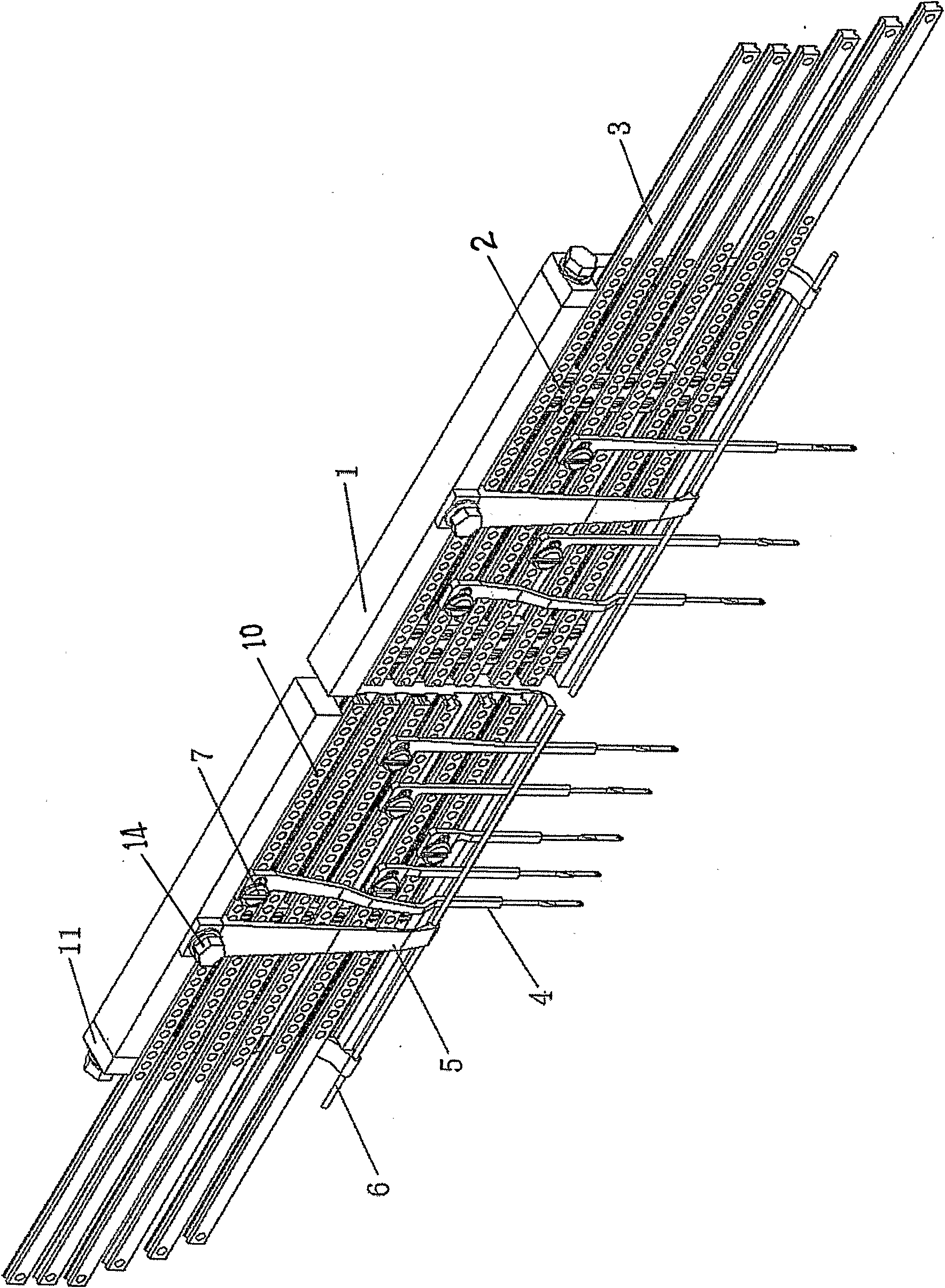 Guide bar shogging device