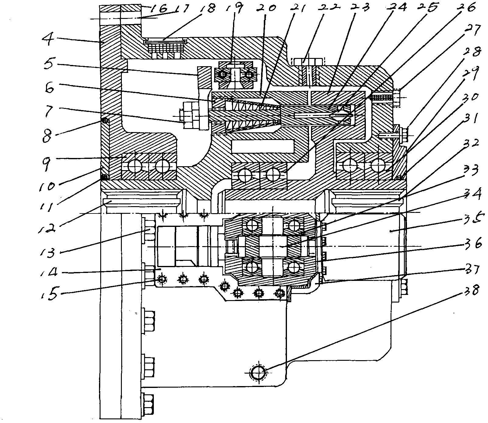 Inserter-connected electromagnetic drive clutch with spline shafts having discs and spline sleeves having discs