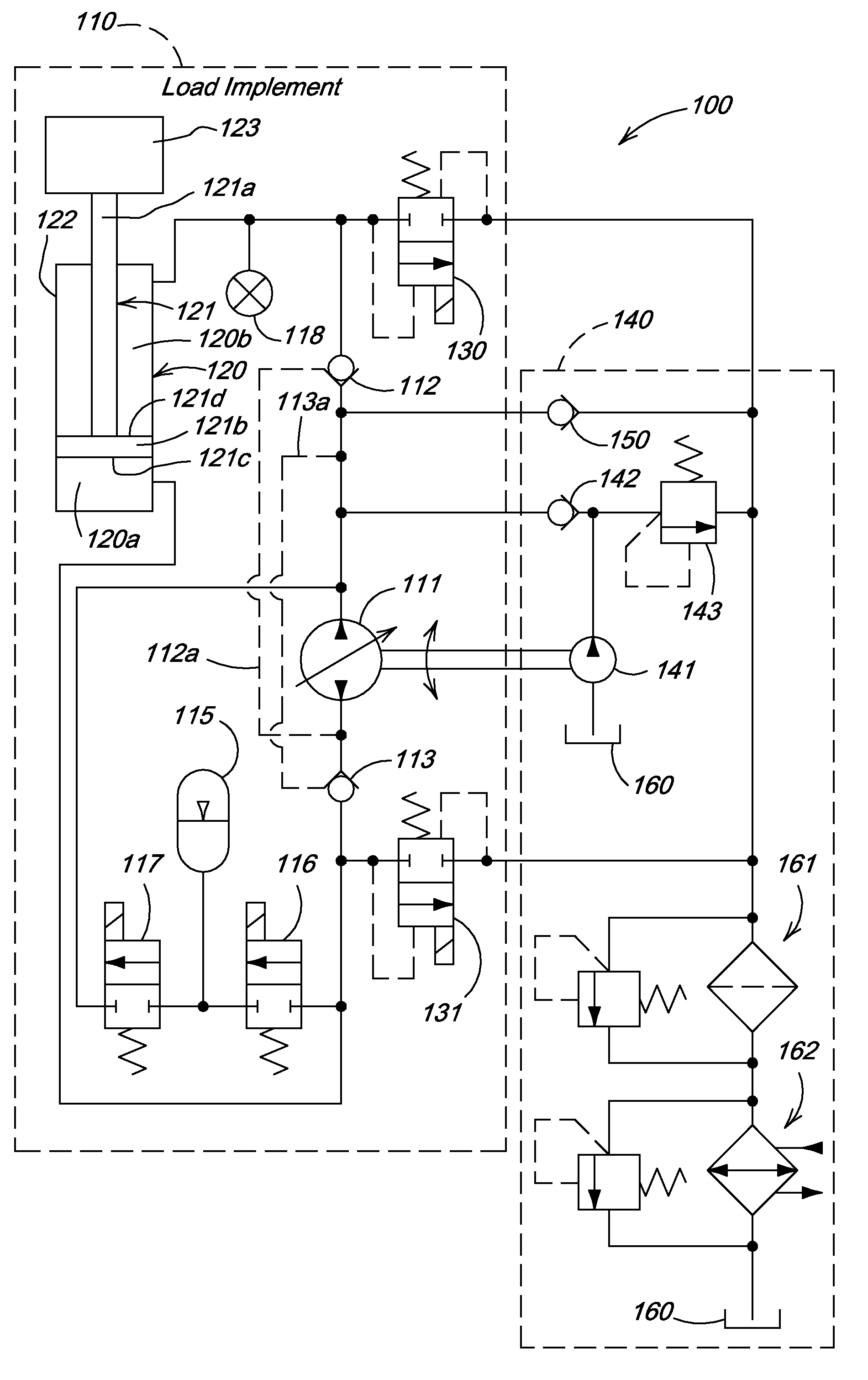 Closed circuit energy recovery system for a work implement