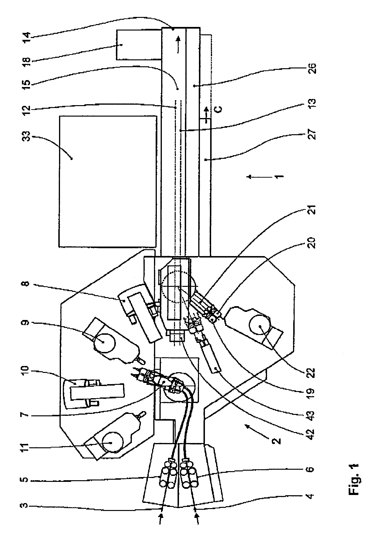 Cable-processing machine with swiveling device for serving processing stations with cable-ends