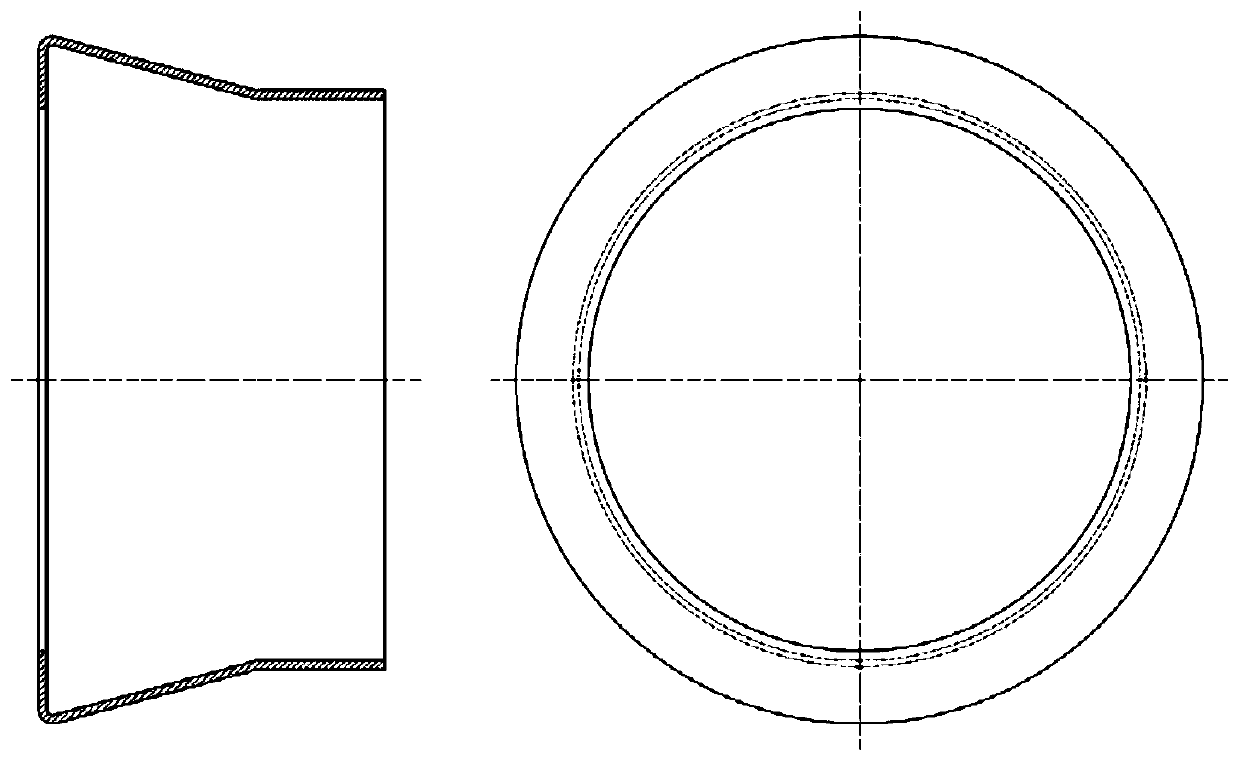 Forming die for cylindrical composite component with flanging and preparation method