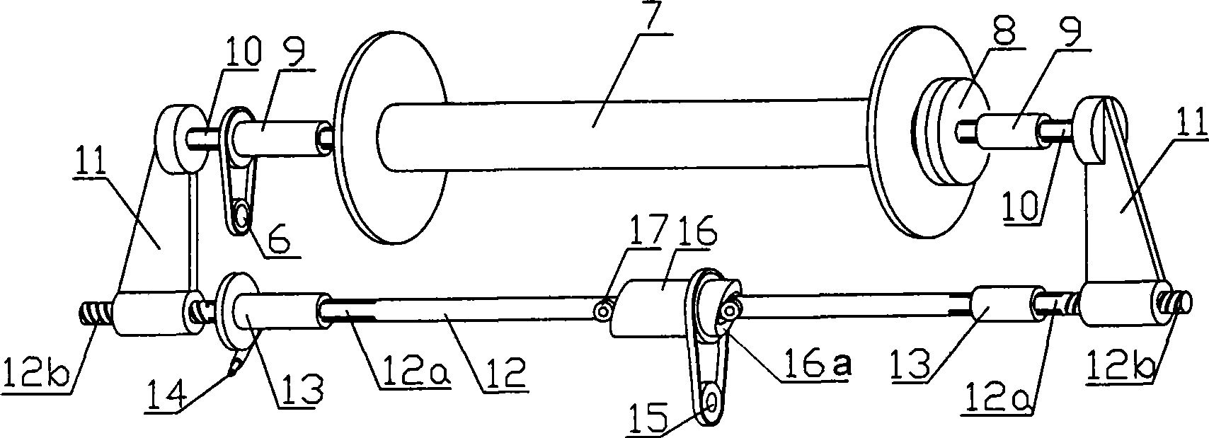Support connection device for warp beam of warping machine