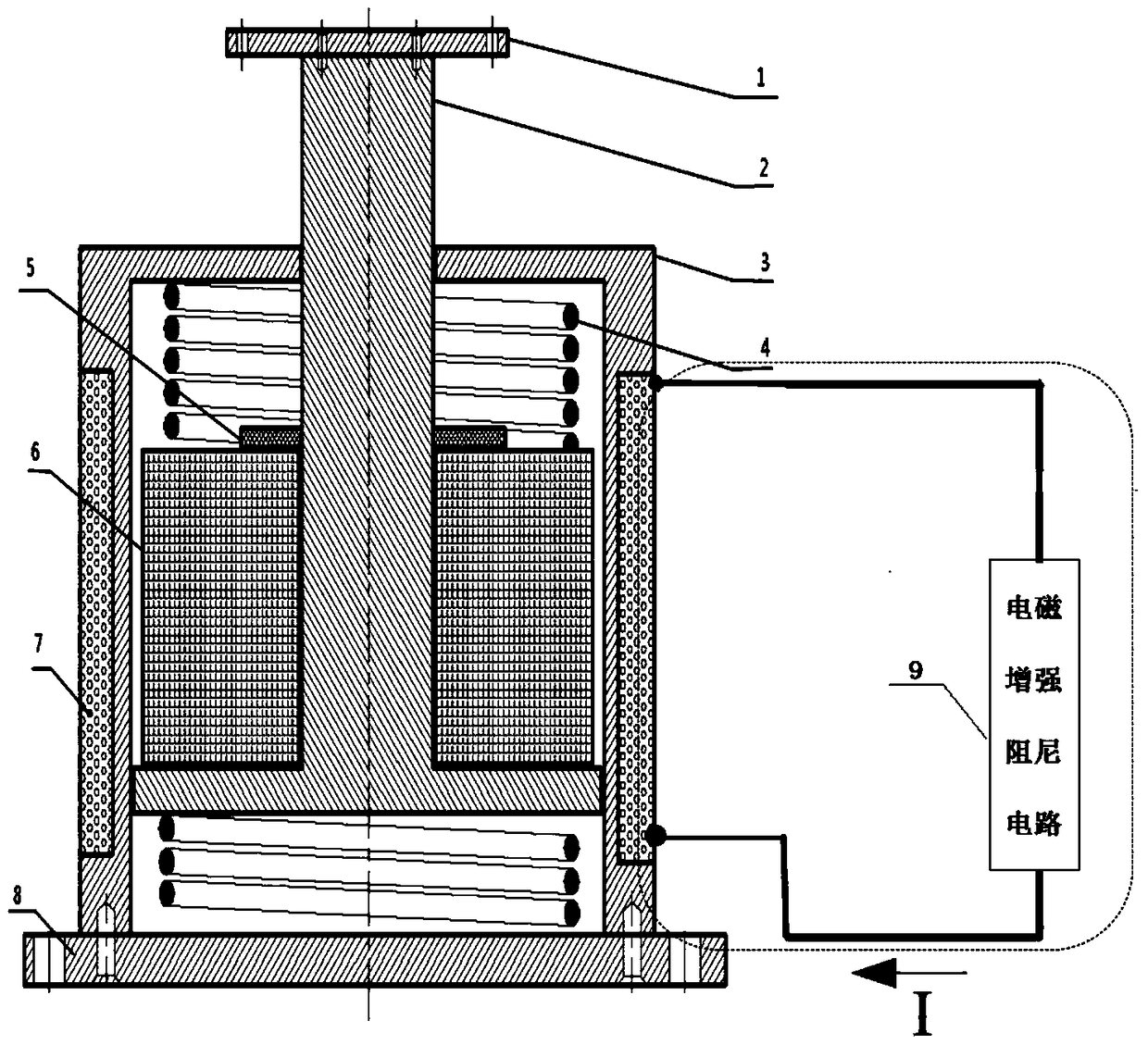 An electromagnetic damping vibration control device for spaceborne equipment